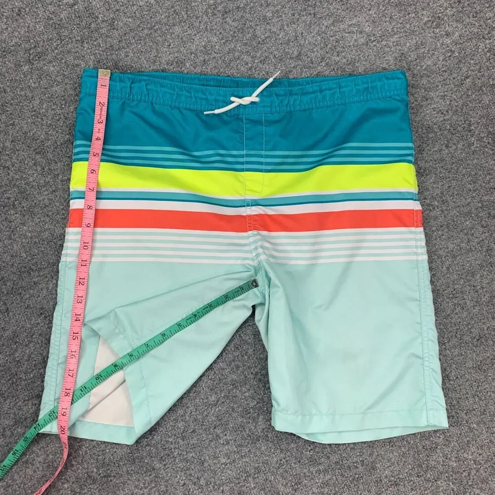 Lands End Swim Trunk Mens XL Extra Large Striped Drawstring Brief Lined *READ